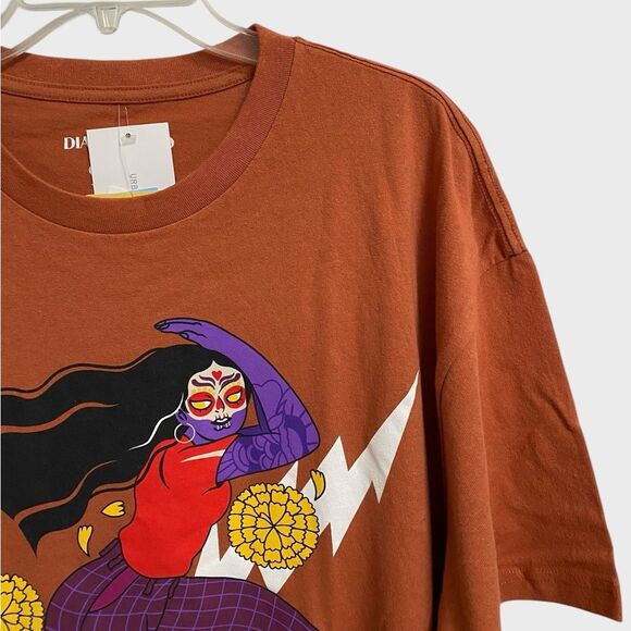 NWT Urban Outfitters Dia Pacheco X Golden Hour T-Shirt Women's XL Brown Artsy - Picture 4 of 15